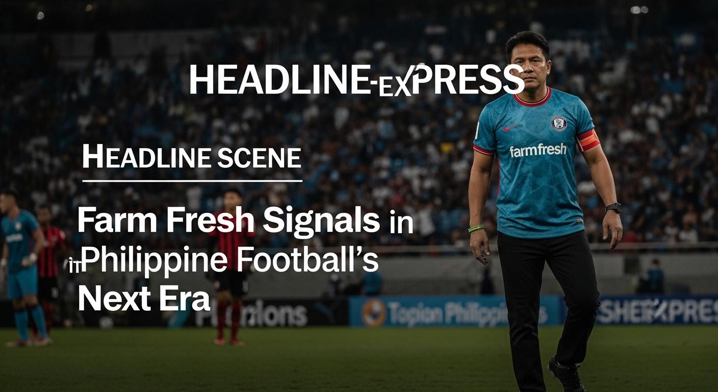 Philippine football stadium with fans and farm-fresh concessions in the foreground