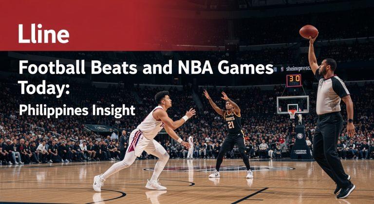 Composite image of a football stadium and a basketball arena with Philippine flag motif, representing cross-sport viewin