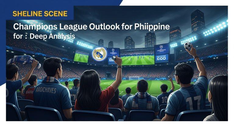 Filipino football fans watching Champions League on mobile devices and a public screen, celebrating a moment of a match.