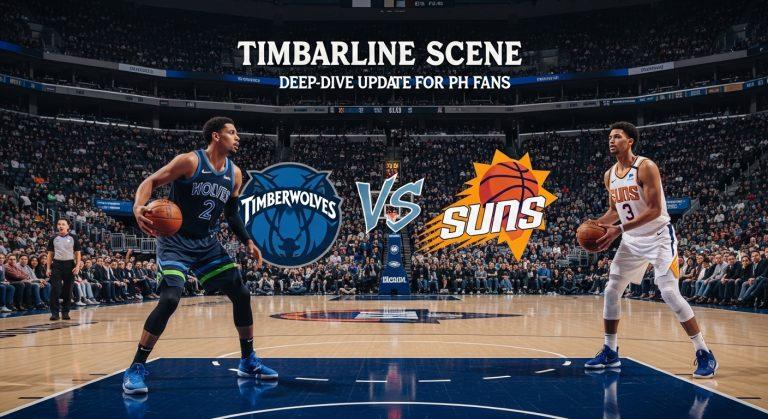 Timberwolves vs Suns basketball matchup graphic for Philippine audience