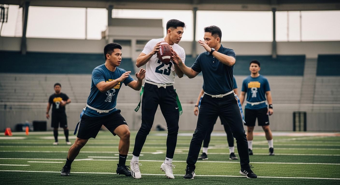 Flag football action scene in the Philippines for analysis article